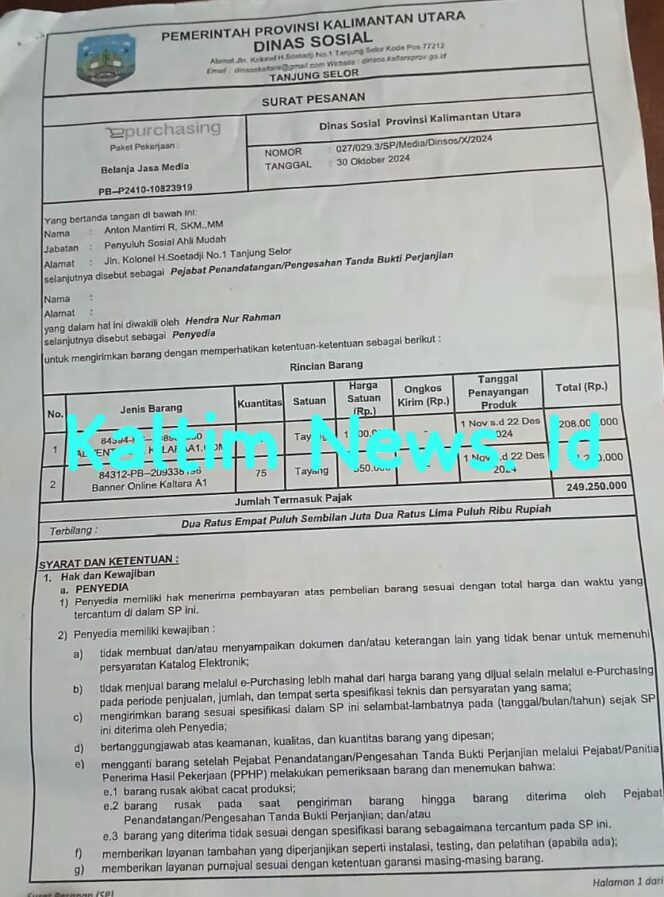 
					Anggaran Media Dinsos Kaltara Rp249 Juta Dipersoalkan, Diskominfo Mengaku Tak Tahu