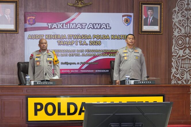 
					Buka Taklimat Awal Audit Kinerja Tahap I TA.2026, Wakapolda Kaltim Tekankan Perencanaan dan Pengorganisasian
